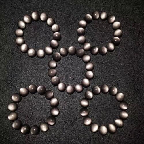 7A Collectors Eyes Silver Stone Beads Bracelet 8-18mm Gold Bracelets For Couple Natural Brand Fashion Strand Bracelet Jewelry