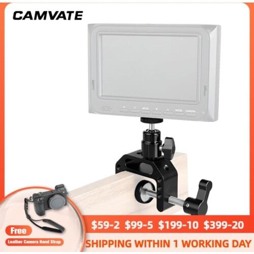 CAMVATE Aluminum Alloy Camera Heavy-duty C Clamp + 1/4"-20 Ball Head Support Holder (Black Locking Knob)For Camera DSLR Monitor