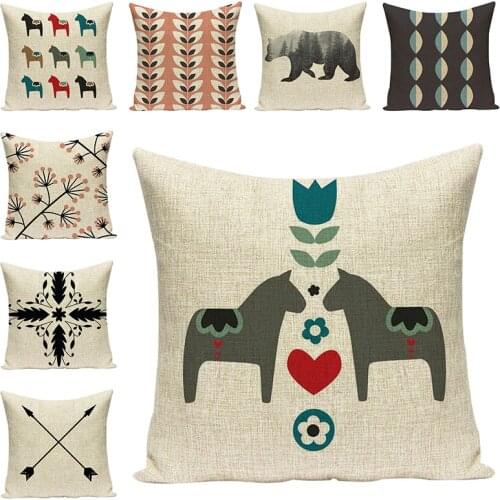 Geometric Pillow Case Cotton Linen Art Decorative Cushion Covers Animals Chair Cushions Sofa Throw Pillow Cases Home Decor Gift