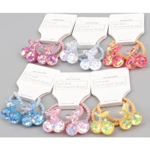 Childrens hair rope,cartoon cute hair accessories, sequin cherry headwear,hair bands for girls, Bow hair tie,rubber band