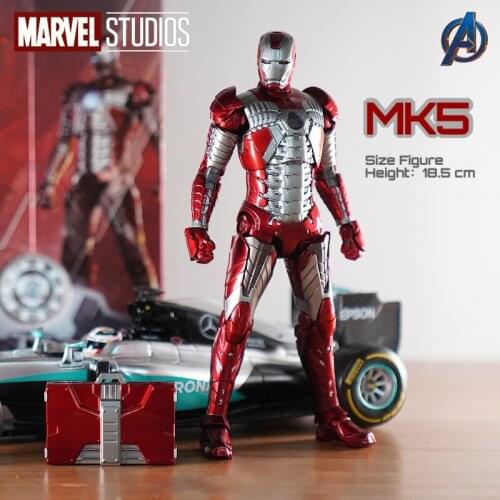 Disney movie Avengers Marvel hero Iron Man 7-inch mark 5 armor model 1:10 metal texture ABS material MK5 action figure model