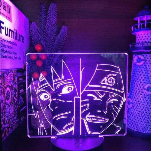 Naruto Anime Figure 3D Lamp Namikaze Minato Uzumaki Naruto Manga Luminaria Decoration Lights Neon Lights Kawaii Room Decor Lampe