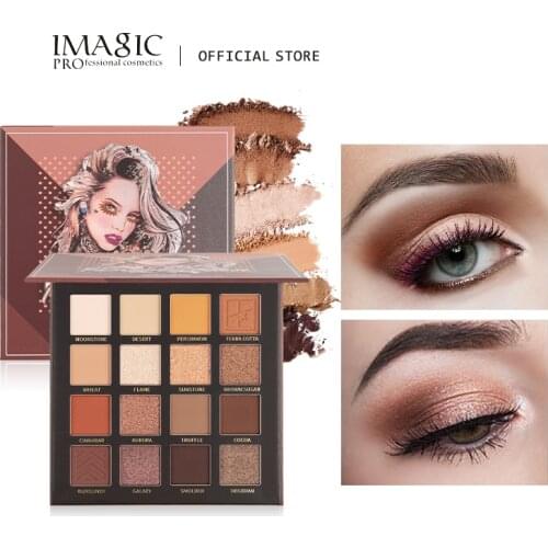 IMAGIC New Arrival 16 Color Make Up Palette Matte Shimmer Eye Shadow Glitter High Pigmented Powder Long Lasting Eye Cosmetic