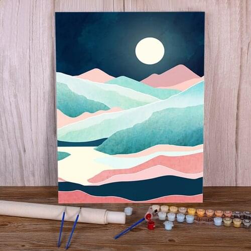 Landscape Mountain Paint By Numbers Set Oil Paints 40*50 Canvas Pictures Wall Paintings Kids Drawing