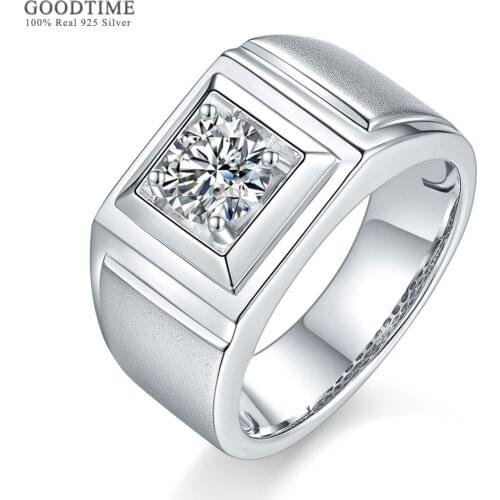 Luxury Moissanite Ring Pure 100% 925 Sterling Silver Rings Jewelry Accessories Gift For Men Bridegroom Wedding Party Dress Up