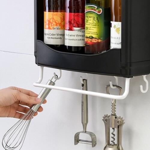 Kitchen Rack Plastic Spice Hang Decoration Shelf Wall Mounted Seasoning Jar Holder