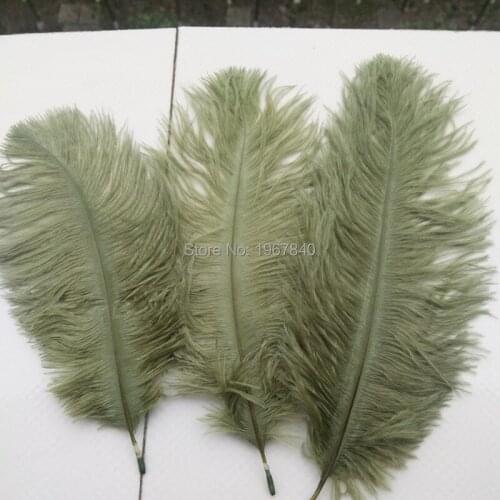 Hot! 10 Pcs Natural 15-20cm / 6-8 inch Army green Color Ostrich Feathers ostrich plumes for party wedding decorative