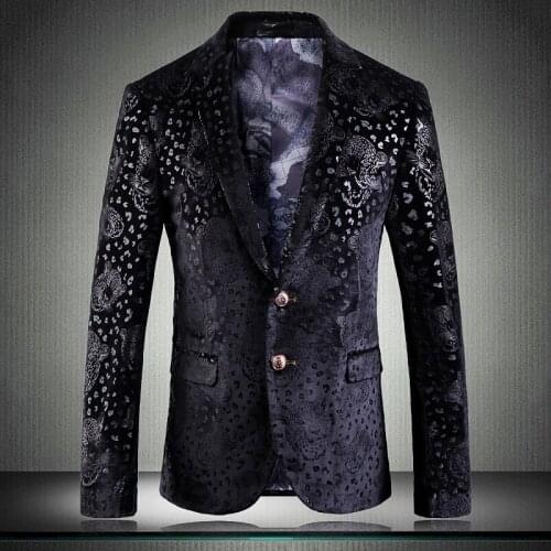 2021 Blazer Men Four Seasons New British Style Men Slim Suit Velvet Black Narrow Collar Fashion Youth Casual Blazer Masculino