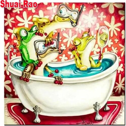 5 d diamond painting Bath frog bath 3d handmade,full square round diamond embroidery rhinestones cross stitch kits