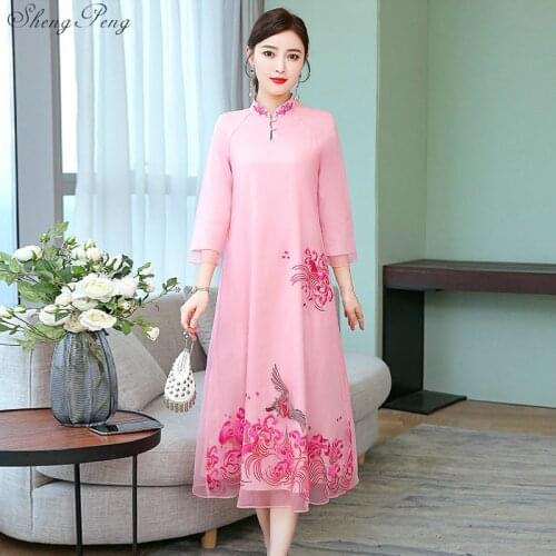 New Chinese traditional dress women oriental elegant dress Chinese pattern dress qipao Chinese style modern cheongsam Q829
