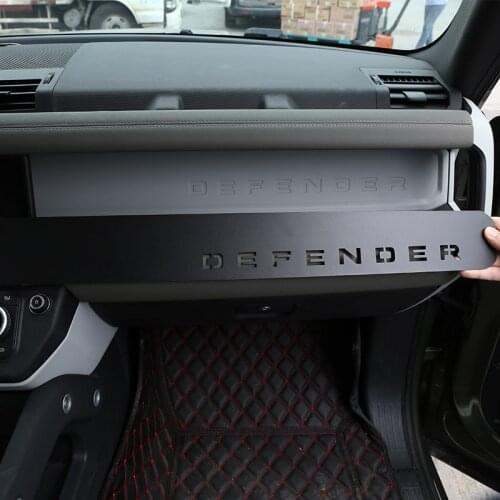 RHD and LHD aluminum alloy black car front dashboard Defender wordmark decorative panel for Land Rover Defender 110 2020-2021