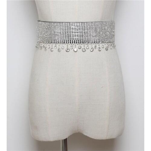 Fshion bling-bling Rhinestone beaded Latin dance girdle elastic force cummerbunds for tassel belt size:5*65cm