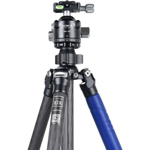 AOKA KG324C+BH40 Professional compact carbon fiber travel camera outdoor tripod with low gravity ball head