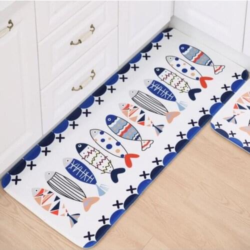 3D Cartoon Printing Entrance Door Anti-skid Mats Kitchen Bedroom Bathroom Door Absorbent Foot Pad Hand Wash Stripe Fish Carpet