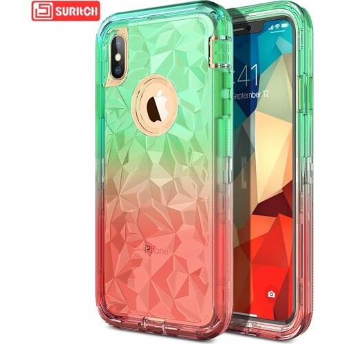 Gradient Color Clear Phone Case For iPhone 7 8 6 Plus X XR XS Max Case Transparent hard PC Soft TPU Colorful Cover Case Coque