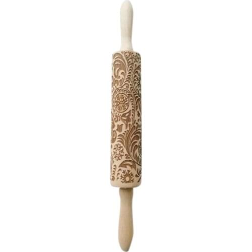 Pattern Printing Rolling Pin Engraving Embossed Biscuit Dough Stick Kneading Tool Cake Dough Engraved Roller