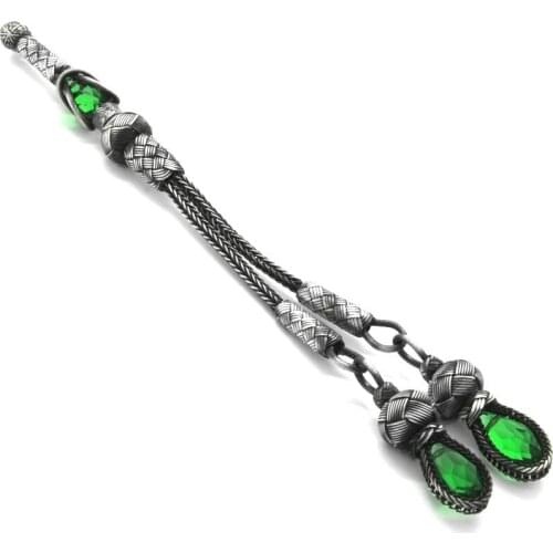Tesbihane Green Zircon Stone 1000 Sterling Silver Kazaz 2li Tassel