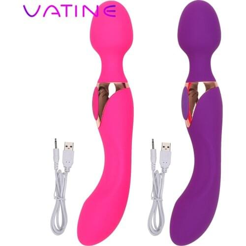 VATINE AV Vibrator Double Head Double Shock Clitoris Stimulation Nipple Vaginal Massage Lesbian Masturbation Sex Toys For Women