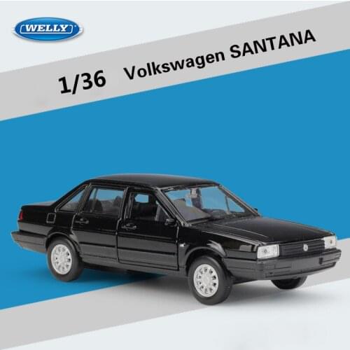 WELLY Diecast 1:36 Car Simulator Classic Pull Back Car Volkswagen SANTANA Model Car Metal Alloy Toy Car For Kids Gift Collection