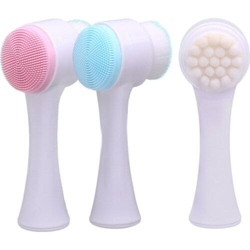 Double Sided Silicone Facial Cleanser Brush Manual Blackhead Removal Brush Facial Cleansing Massage Wash Product