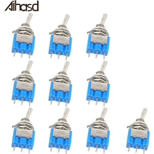 10PCS/LOT NEW Single Pole Mini Toggle Switch MTS-102 6A 125V 3A 250V