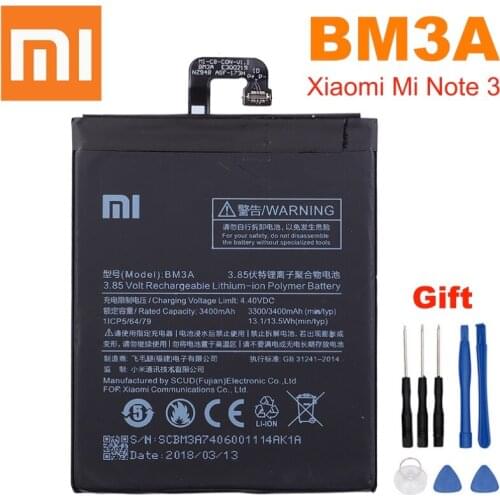 100% Original Xiao Mi Phone Battery BM3A For Xiaomi Note 3 Replacement Battery 3300mAh High Capacity Phone Batteries+Tools