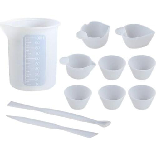 11Pcs/Set Silicone Resin Measuring Mixing Cup Stirrers DIY Crafts Jewelry Epoxy Resin Glue Tools