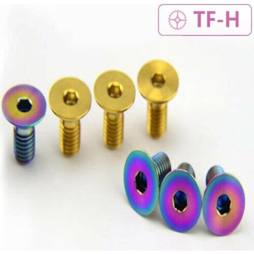 4pcs M4x14/15/20mm Titanium Flat Head Soket Head Cap Screws Blots Gold Rainbow