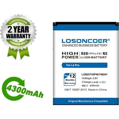 LOSONCOER Battery 4300mAh Li3822T43P4h746241 For ZTE Blade L4 Pro / TWM Amazing X3s /Telstra 4GX HD Battery A465 A475