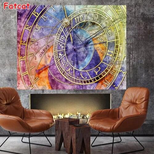 5D Diy Diamond Painting Color Clock diamond Mosaic Embroidery Cross Stitch Full Square Round Drill Wall Sticker Handmade PP1512