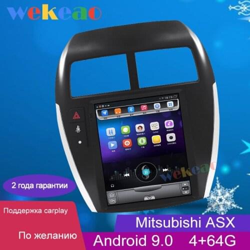 Wekeao Vertical Screen Tesla Style 10.4'' 1 Din Android 9.0 Car DVD Player For Mitsubishi ASX Auto GPS Navigation 4G 2010-2014