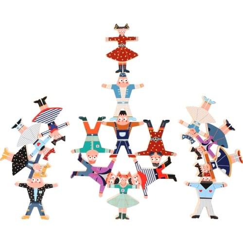 Wooden Multiplayer Cartoon Hercules Building Blocks Montessori Toys Parent-Child Stacking High Game Balance Building Blocks Toy