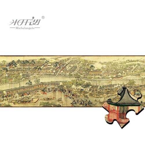 Michelangelo Wooden Jigsaw Puzzle 1200 Piece Suzhous Golden Age Wannian Bridge Educational Toy Collectibles Painting Home Decor