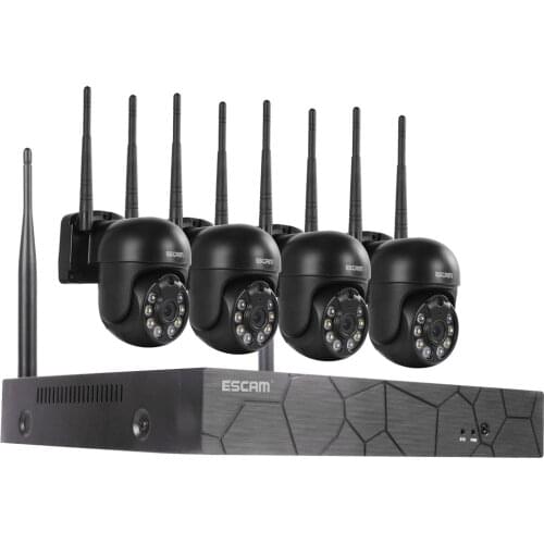 ESCAM WNK614 3MP 4CH Wireless PTZ IP Camera Dual Light Source Full Color WIFI NVR Kit
