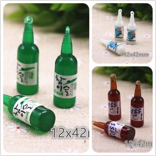 10pcs resin 3D cute kawaii wine bottle Cabochon imitation food drink Art Supply Decoration Charm DIY Craft