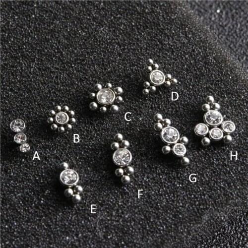 Classic Personality Titanium Steel Mini Ear Bone Nail Micro Inlaid Zircon Round Point Ear Bone Nail Women TrendyPuncture Jewelry