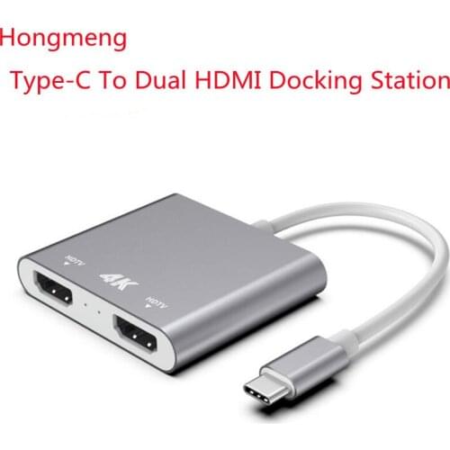 Hongmeng Type-C To 2 hdmi converter HDMI screen splitter For MacBook Xiaomi Laptop Mobile Dock with type C interface