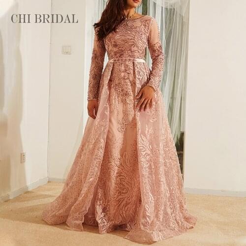 Boat Neck Embroidery Lace Mesh Evening Dress Fake Two-Piece Hem Light Long Skirt Handmade Bead Decoration Evening Dress