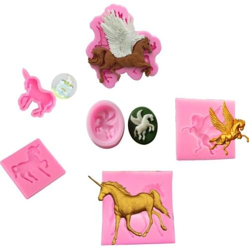Fondant Carousel Horse Unicorn Pegasus Cooking Tools Decoration Silicone Mold Baking Fondant Sugar Craft Molds Diy Cake Cake