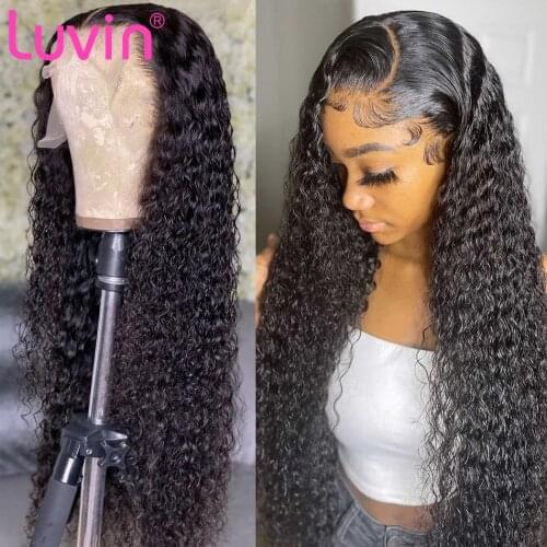 Luvin28 30Inch Deep Wave Human Hair Wig 13x6 13x4 Lace Frontal wigs For Women Water Curly 4x4 Closure Wig Brazilian Remy