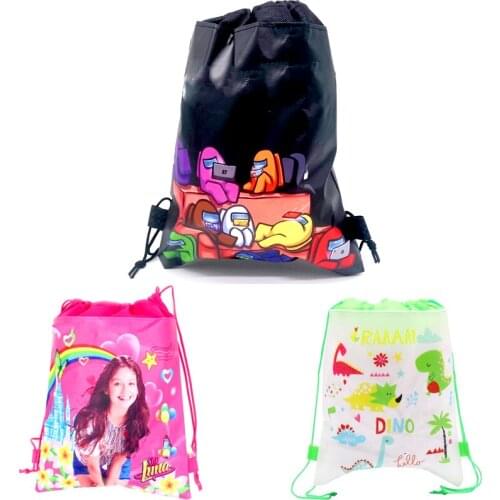 24pcs/lot Baby Shower Among Decora Drawstring Gifts Bags Happy Birthday Party Luna Mochila Dinosaur Theme Non-woven Fabrics bag