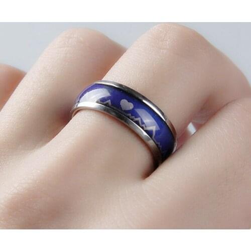 Cute Electrocardiogram Titanium Steel Wave Ring Jewelry Heart Stainless Steel Ring Wedding Couples Rings For Women