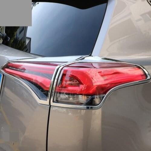 Car Rear Lights Covers Decoration Lamp Frame Trim ABS Chrome Car Styling Exterior decoration For Toyota RAV4 RAV 4 2016 2017