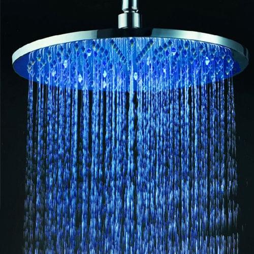 Modern Fashion 12 Inch 30CM Chrome Brass Round LED Rain Shower Head Free Shipping