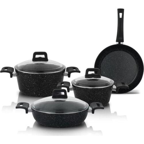 Savor Fireproof Non-Stick Cookware Set 7 Piece Black (country can be paid tax as bagli)
