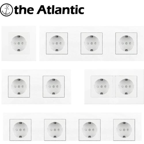 EU Wall Power Socket 16A Home Plug Socket Electrical Outlet White Plastic Frame Single Double Triple Triple Quadruple Spain