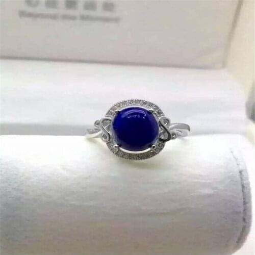 Natural Lapis ring Free shipping Natural real Lapis 925 sterling silver Ring Per jewelry 8*10mm