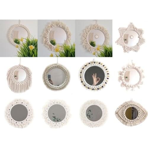 Nordic Wall Mounted Round Cotton Rope Braided Tassel Mirror Makeup Home Hanging Decoration Bathroom Dressing Decor Mirrors
