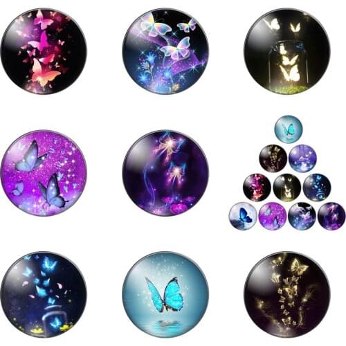 New Beauty Colorful Butterfly Round Photo Glass Cabochon Demo Flat Back Making Findings Handmade DIY Accessories