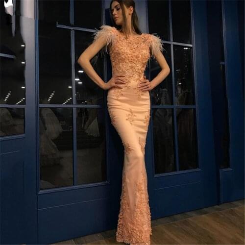 Formal Muslim Evening Dresses Mermaid Cap Sleeves Appliques Beaded Dubai Saudi Arabic Long Evening Gown